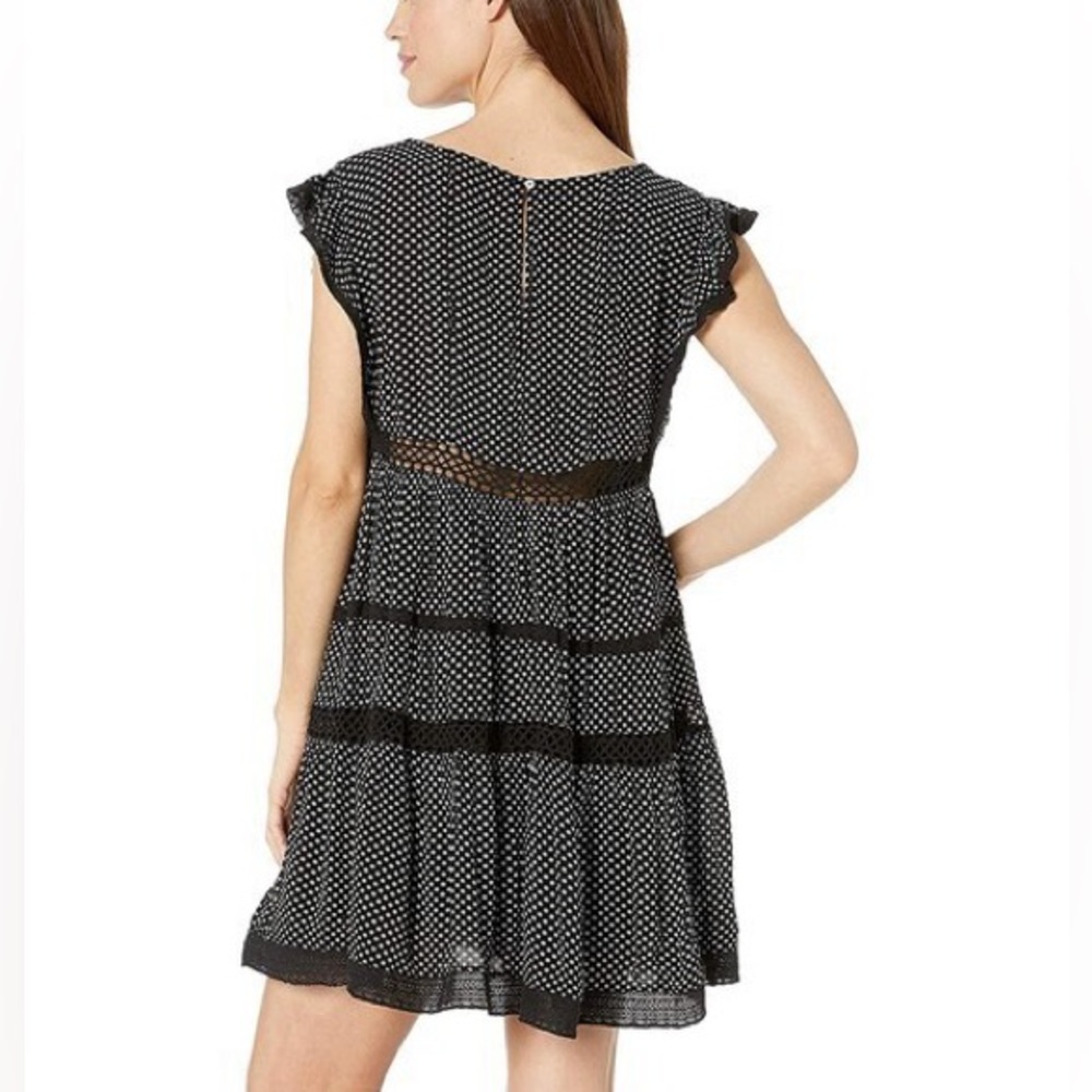 Free People Black and White Floral Mini Retro Kitty Dress Size Medium - Picture 3 of 12